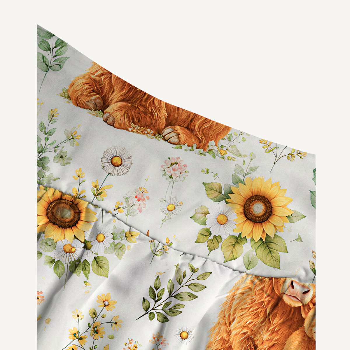 Spring Highland Cow Floral Print Convertible Maxi Skirt & Strapless Dress  