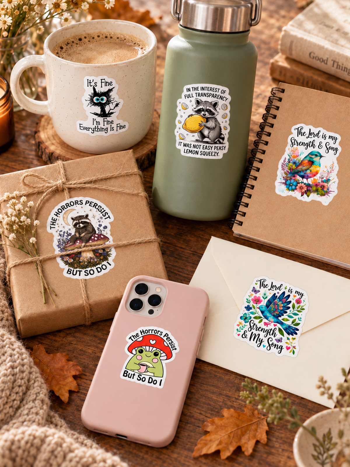 Quirky Woodland Quotes Stickers