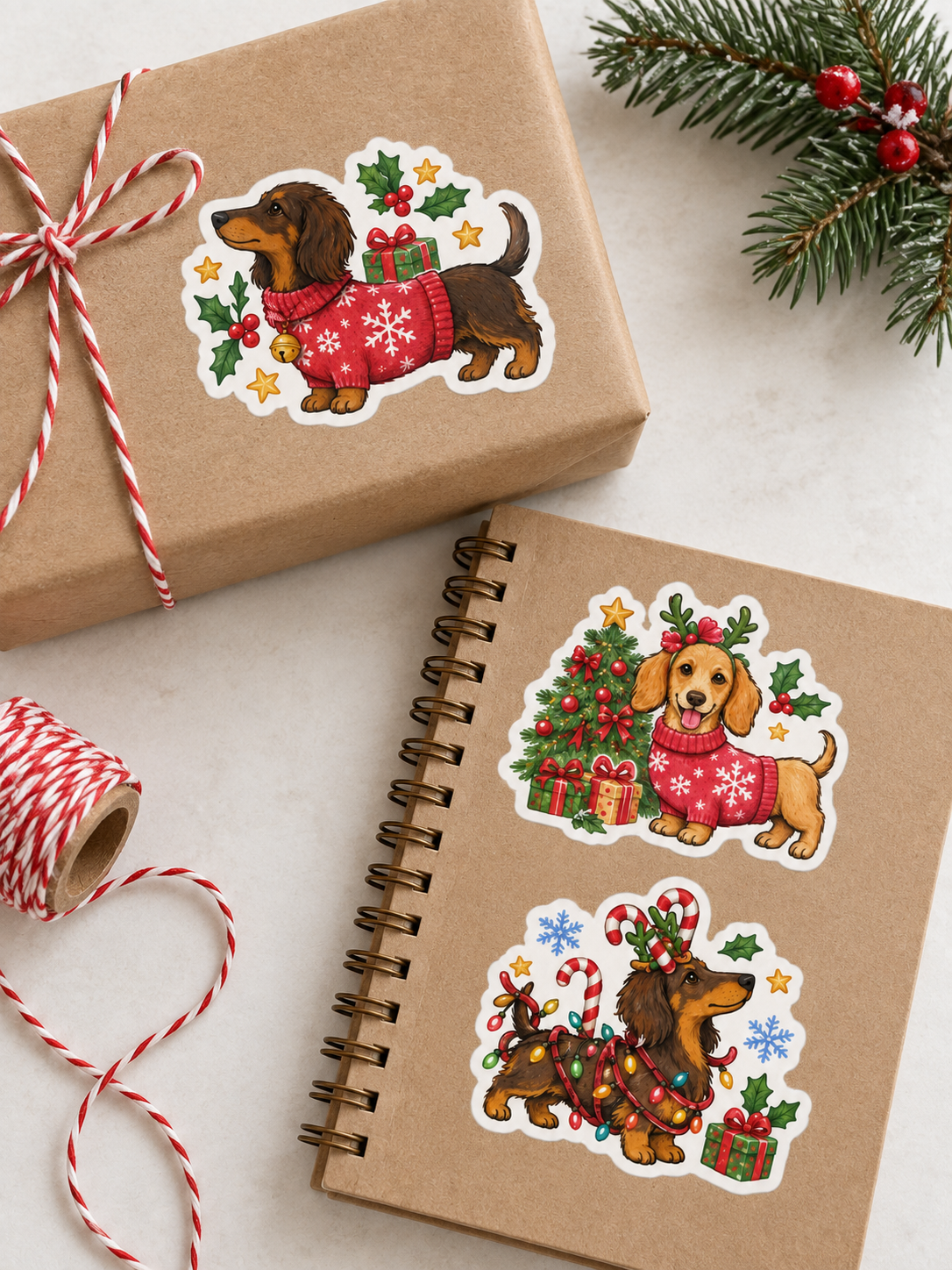 Christmas Dachshund Stickers
