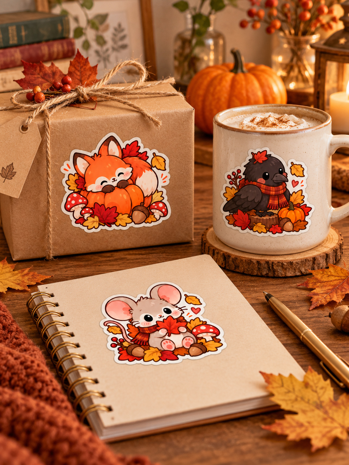 Cozy Autumn Woodland Friends Stickers