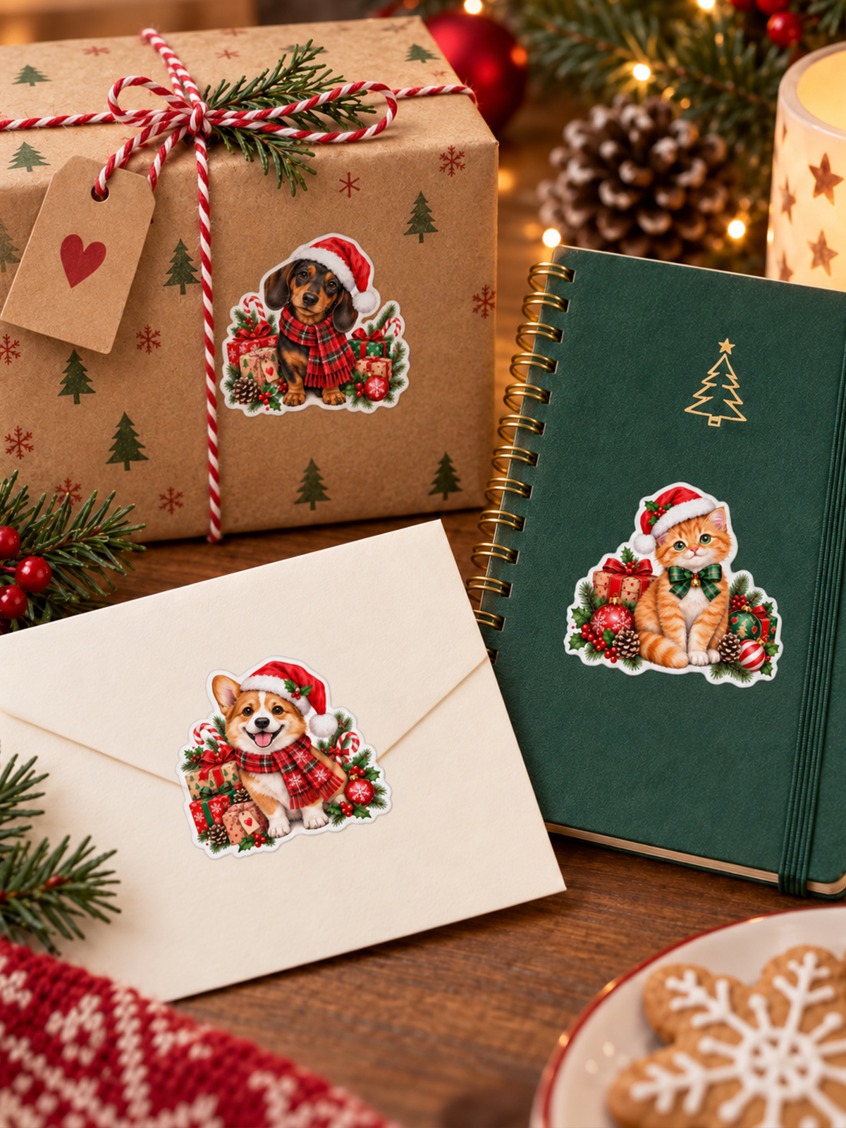 Festive Christmas Pets Stickers
