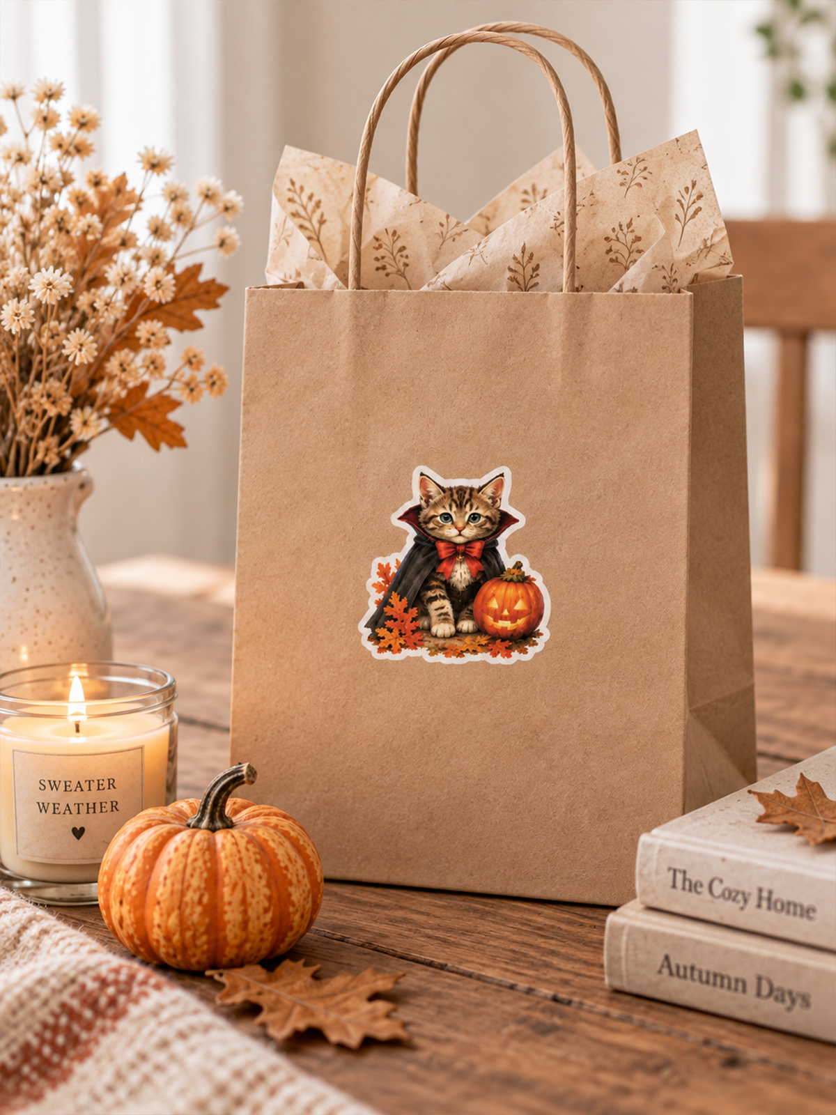 Whimsical Halloween Cats Stickers