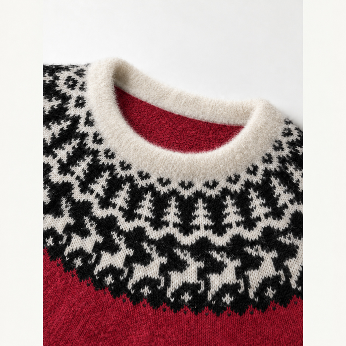 Festive Christmas Pine Forest Fuzzy Crewneck Sweater