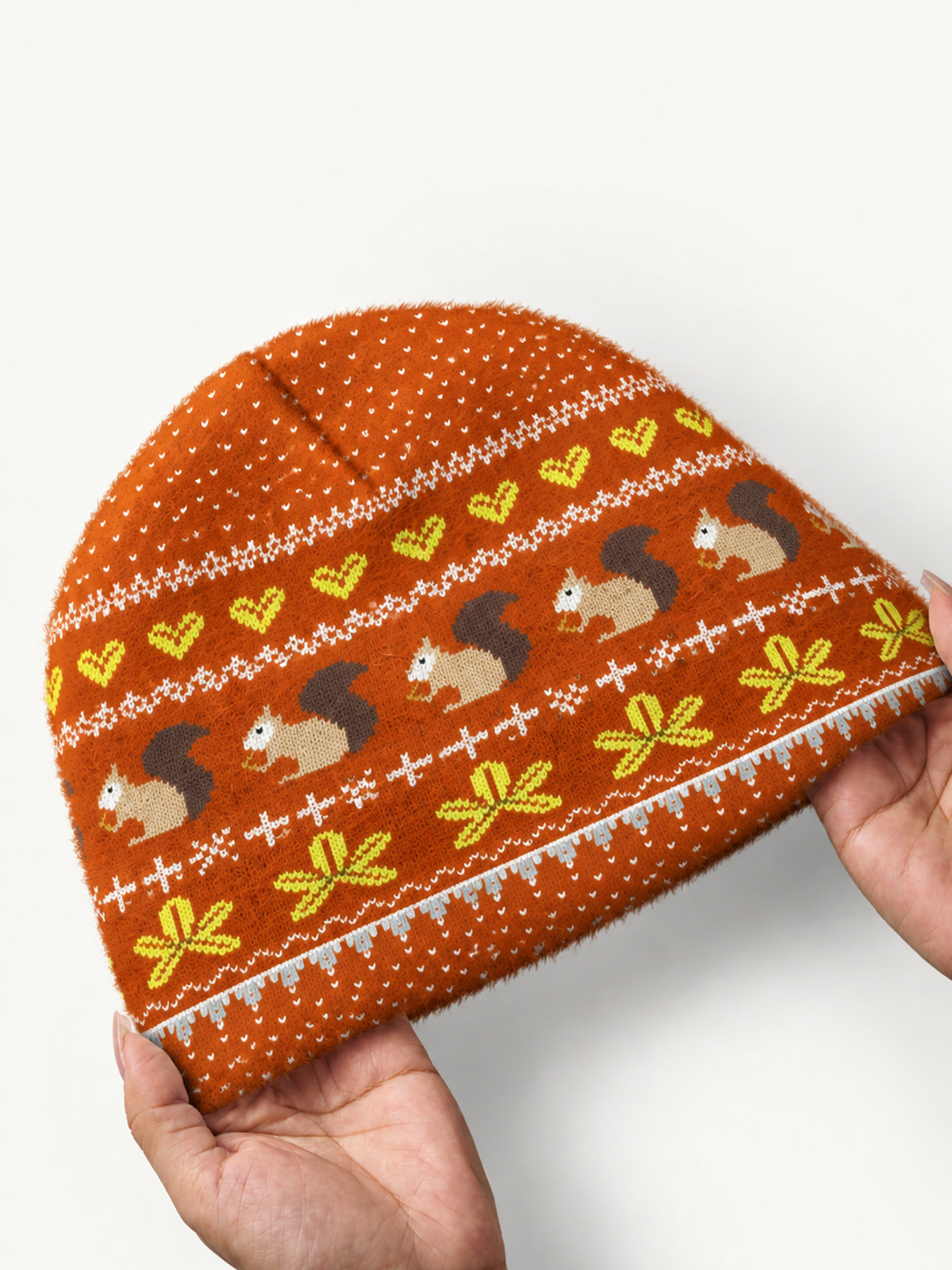 Autumn Woodland Squirrel Cozy Fuzzy Beanie