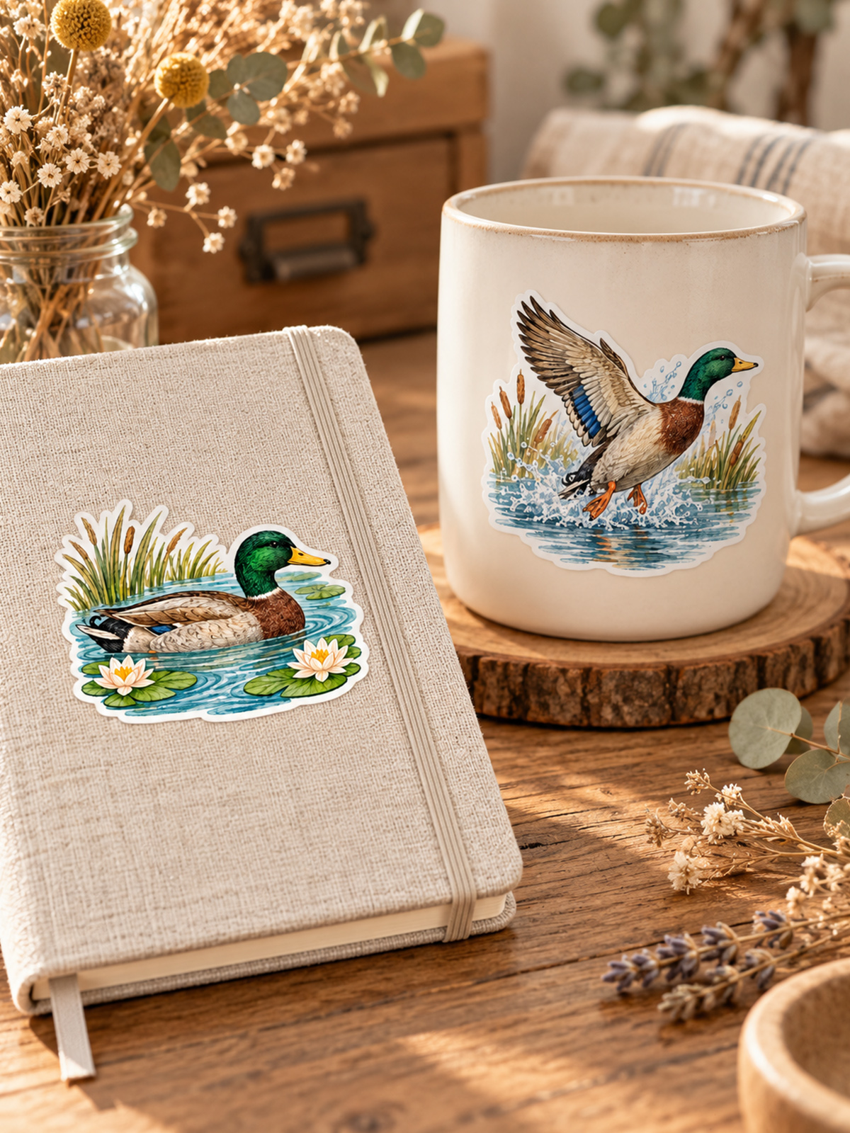 Cottagecore Mallard Ducks Stickers