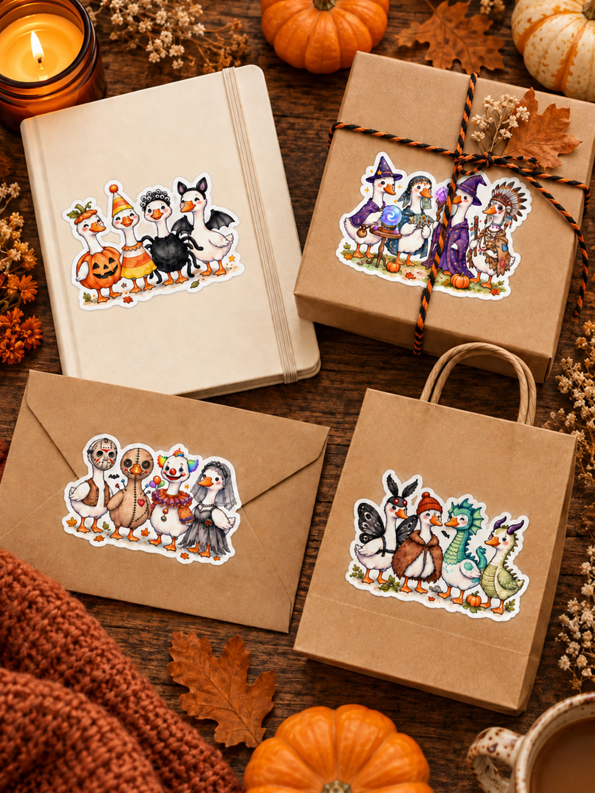 Cottagecore Halloween Farm Animals Stickers