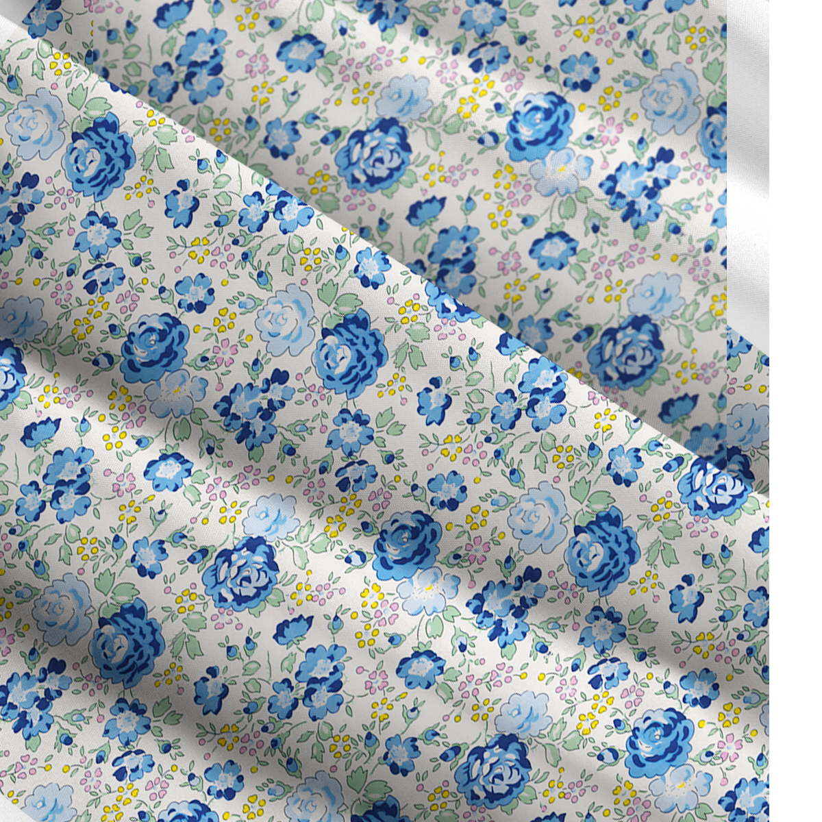 Square Neck Blue Rose Floral Print Slip Dress