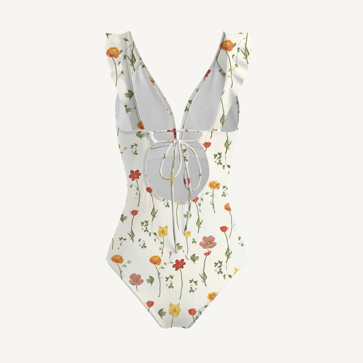 Wildlight Meadow Ruffled V Neck One Piece Swimsuit and Matching Midi Skirt Set