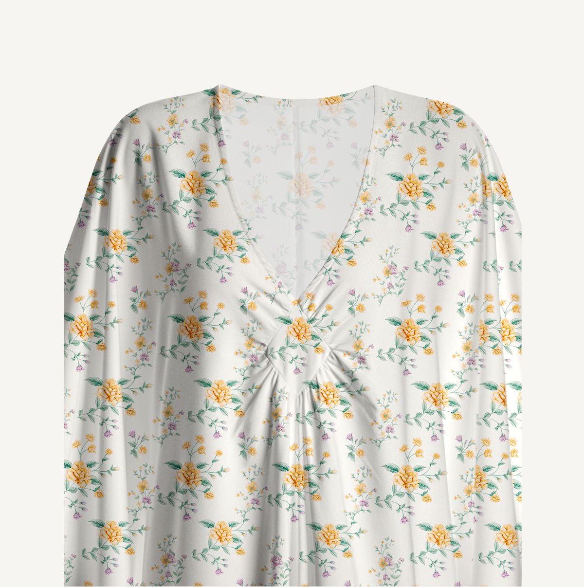  V‑Neck Amber Rose Kimono Sleeve Kaftan Dress