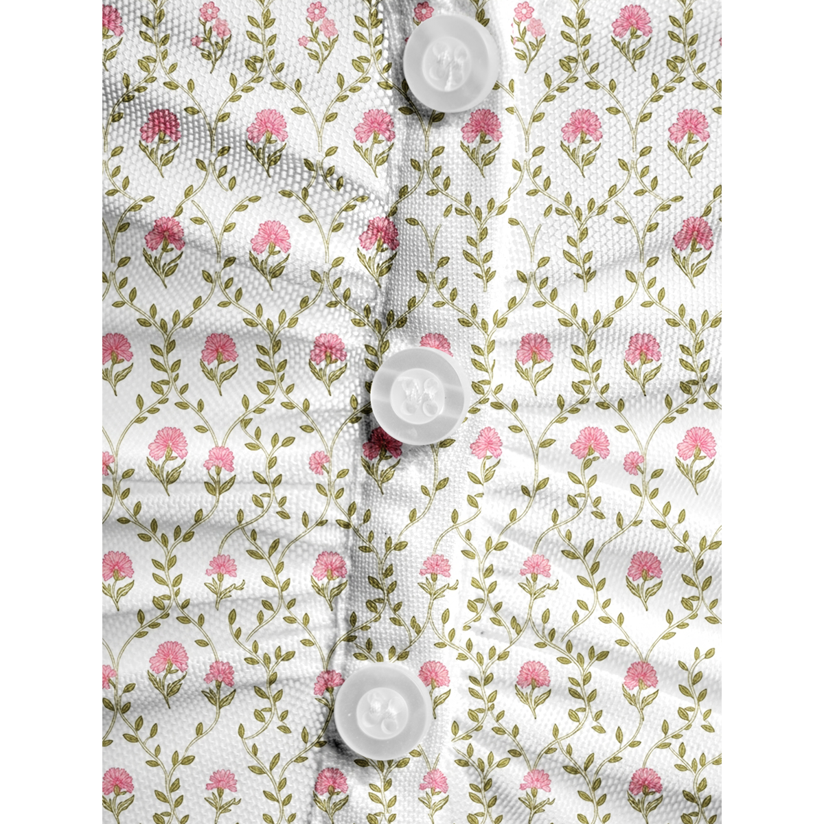 V-Neck Short Sleeve Clover Vine Whisper Print Mesh Top