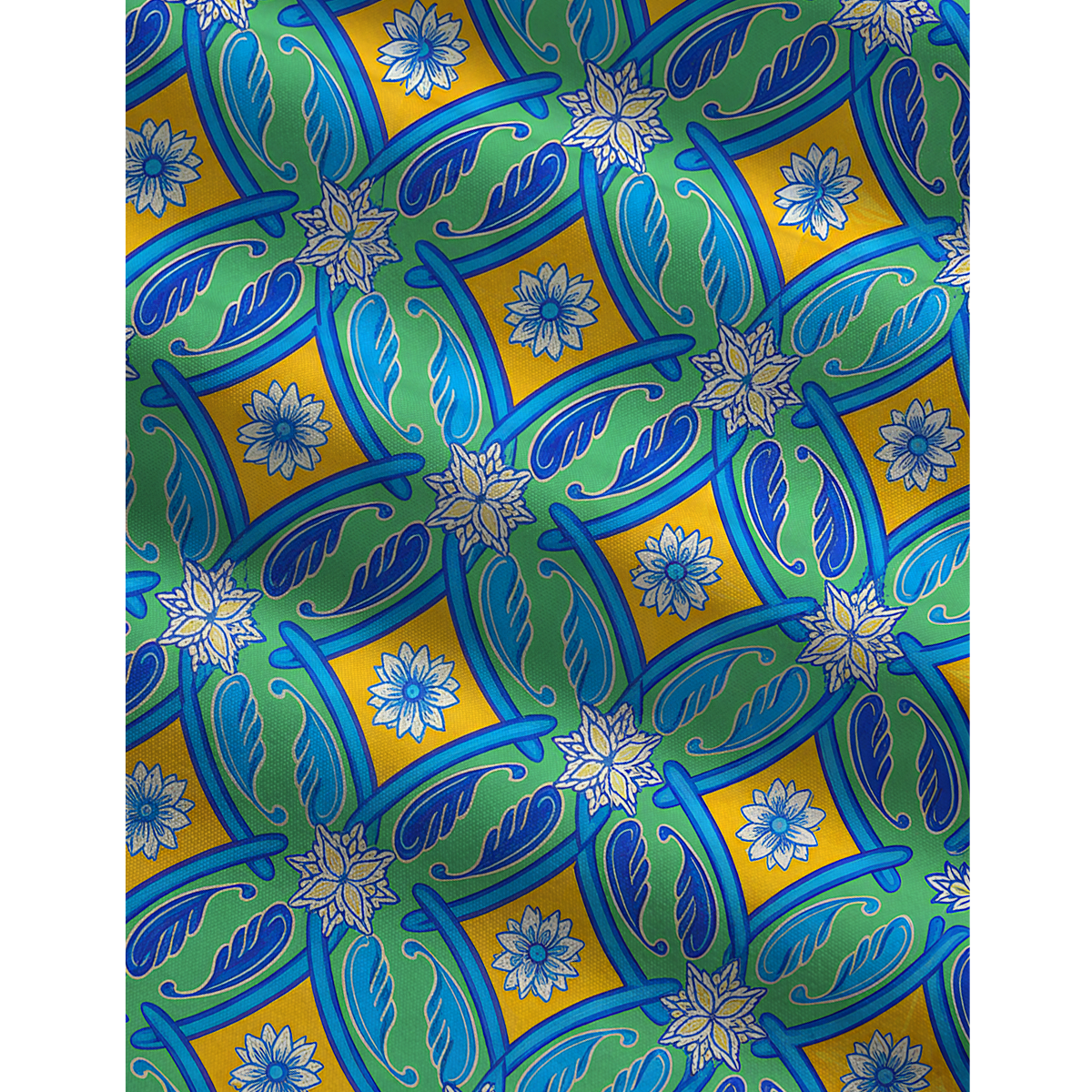 V-Neck Azure Tile Boho Jumpsuit with Pockets for Women