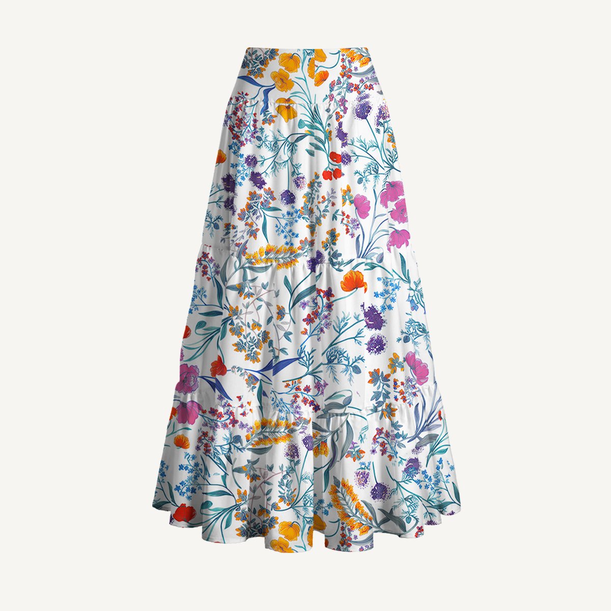 Fiery Meadow Print Maxi Skirt