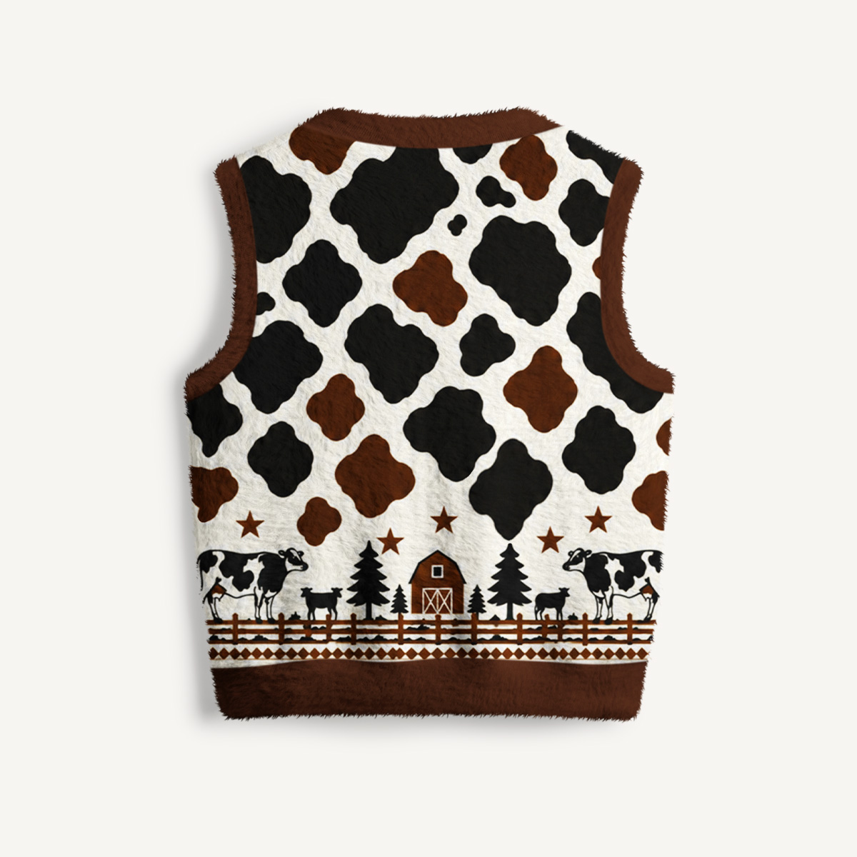 Farm Cow Spot Print V-Neck Sweater Vest