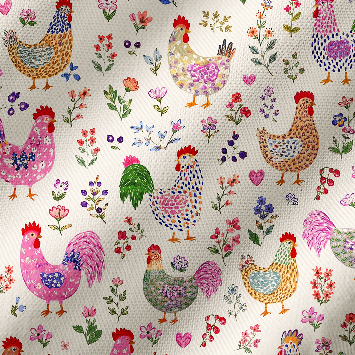Colorful Farm Chickens Print Kimono Shawl Wrap