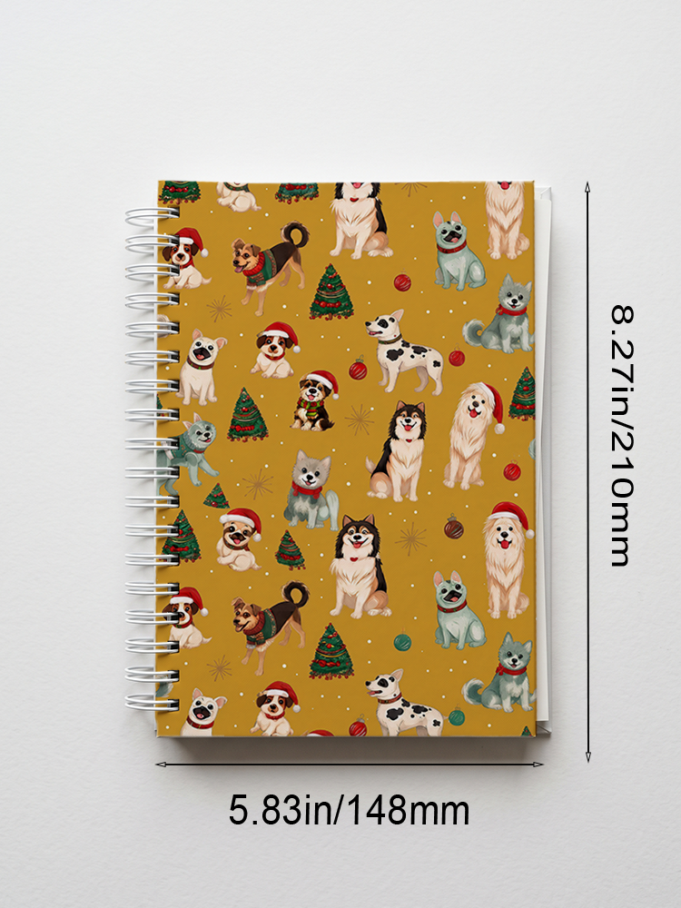 Christmas Puppies Holiday Print A5 Spiral Notebook 