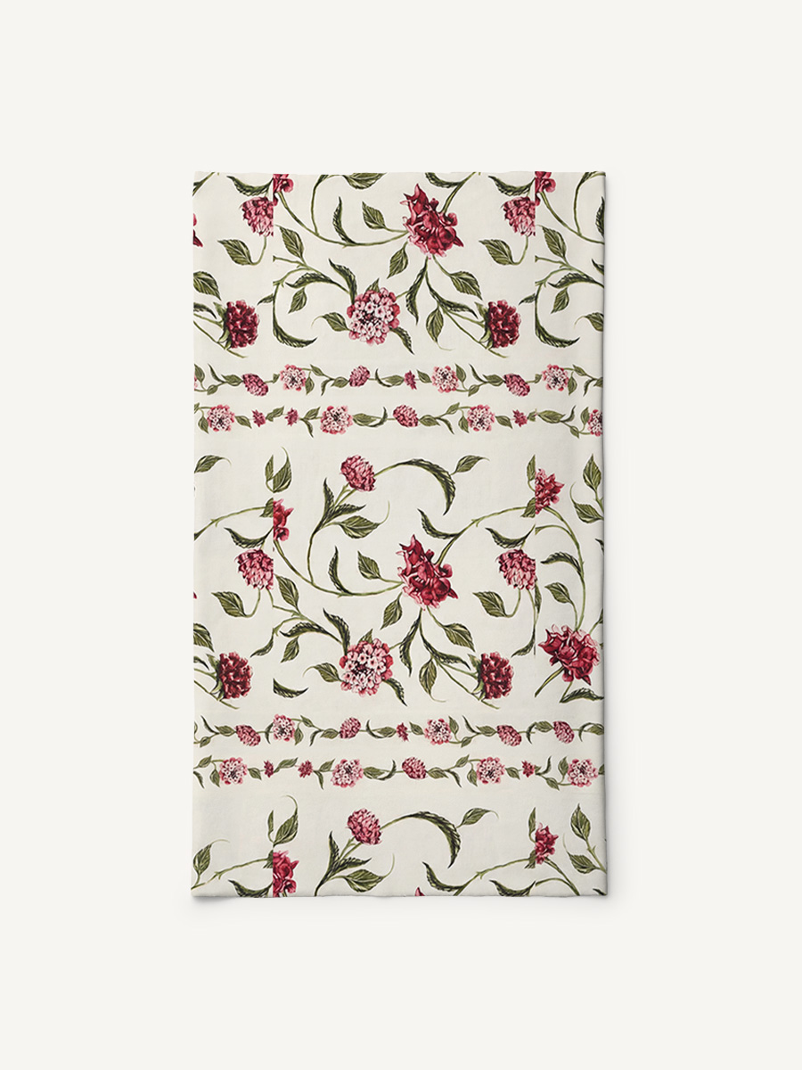 Red Floral Print Boho Bandeau Headband