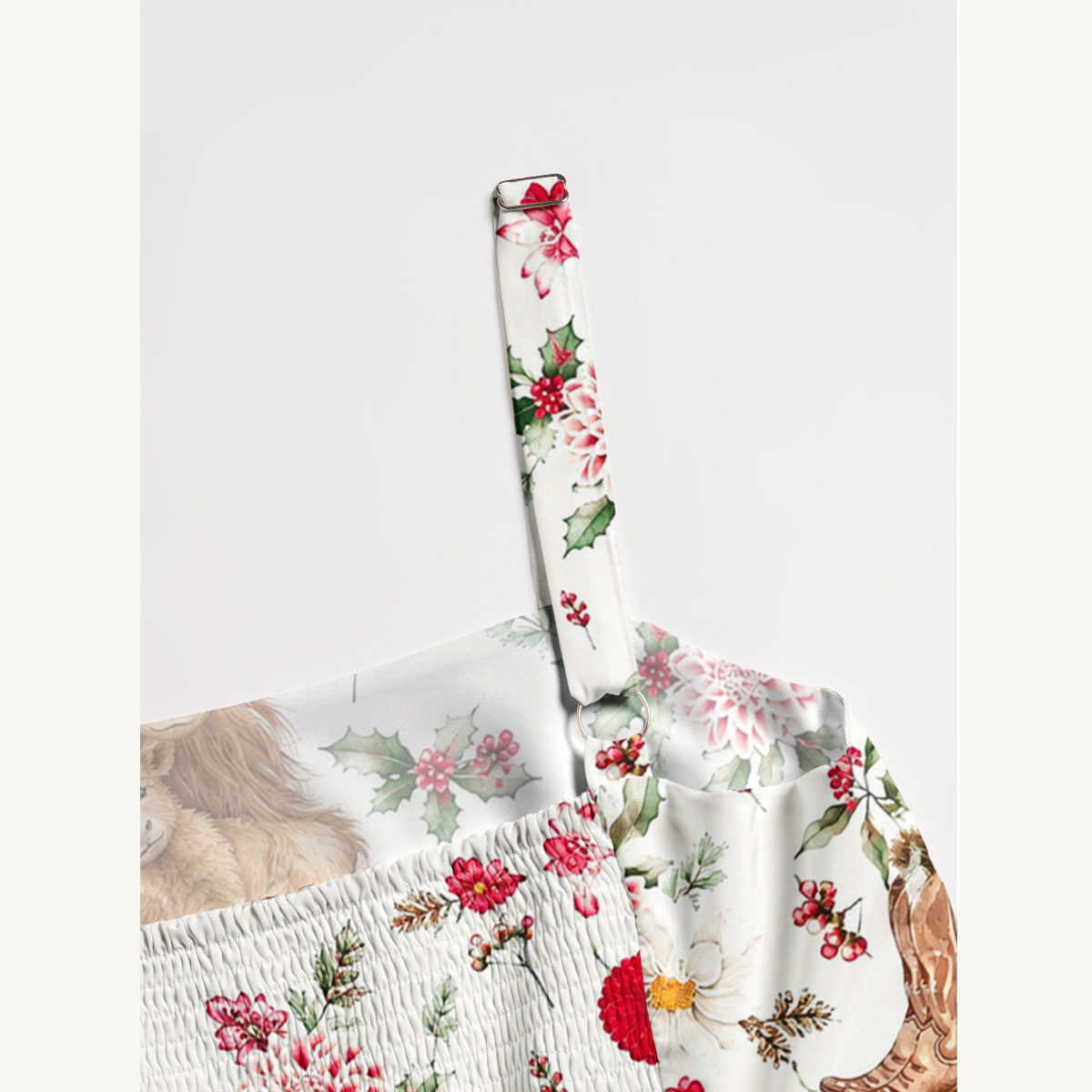 Strawberry Meadow Highland Cow Print Wide Straps Maxi Dress With Pockets