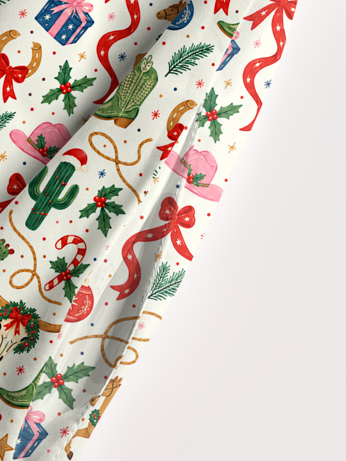 Western Christmas Rodeo Print Wide Straps Maxi Dress With Pockets