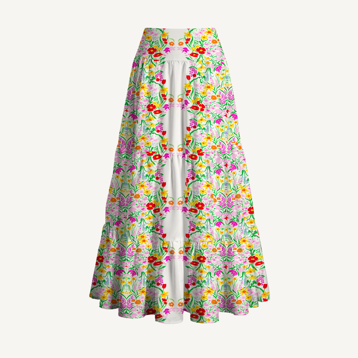 Elegant Garden Print Maxi Skirt