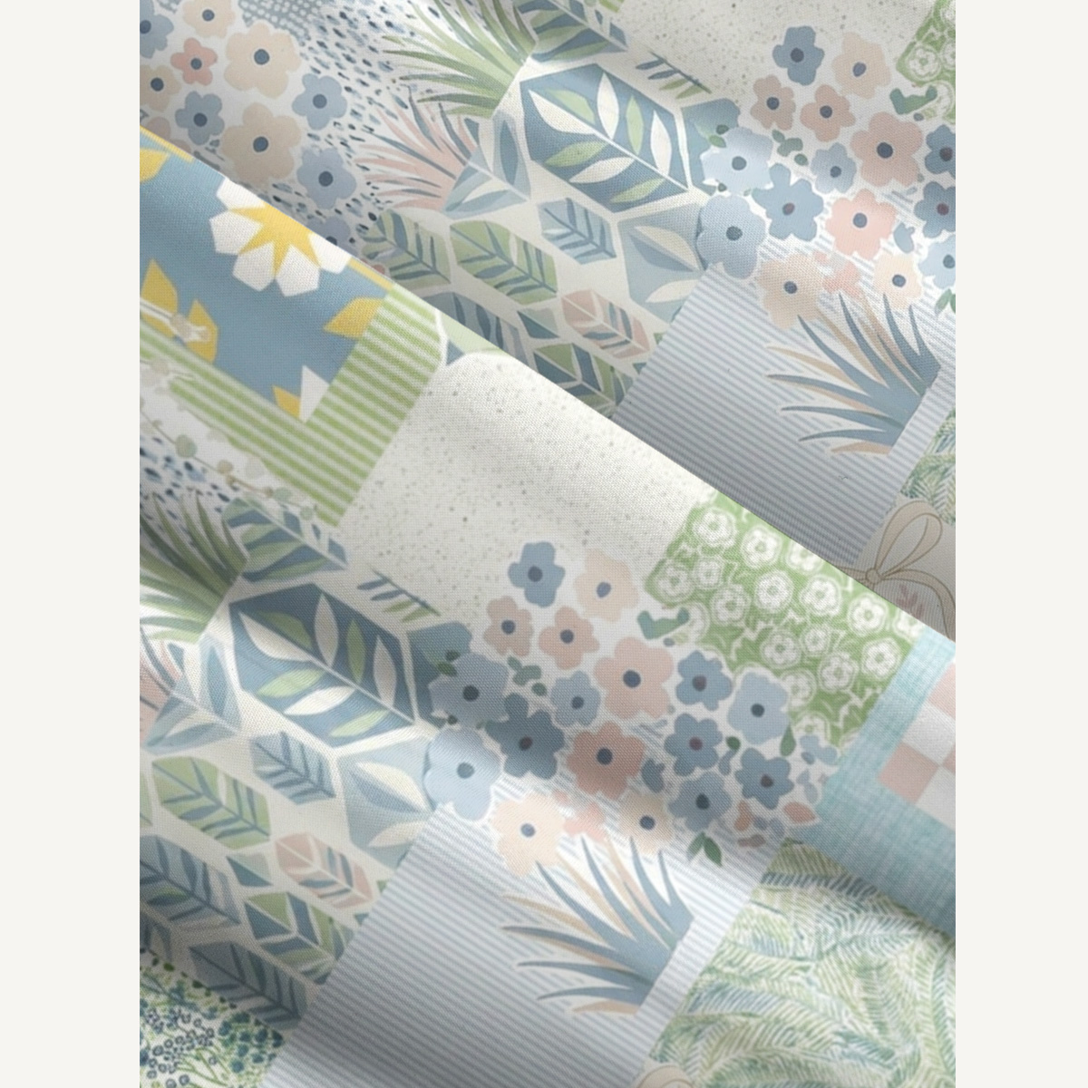 Blue Garden Quilt Print Quilt Wide Straps Maxi Dress With Pockets