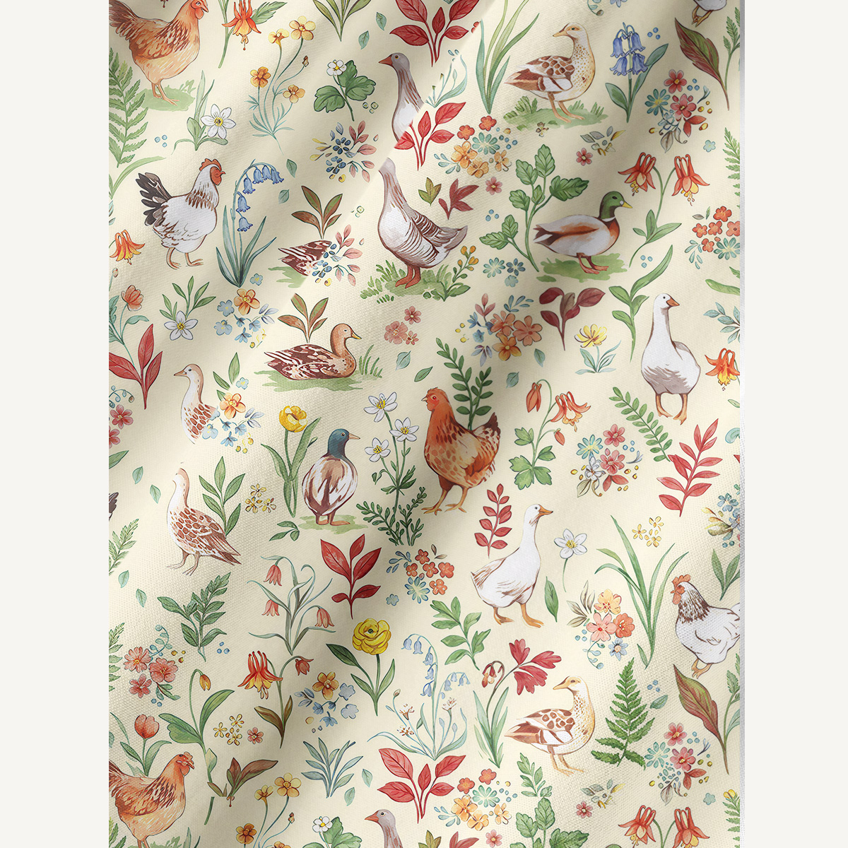 Cotton Countryside Garden Critter Print Wide Straps Maxi Dress With Pockets