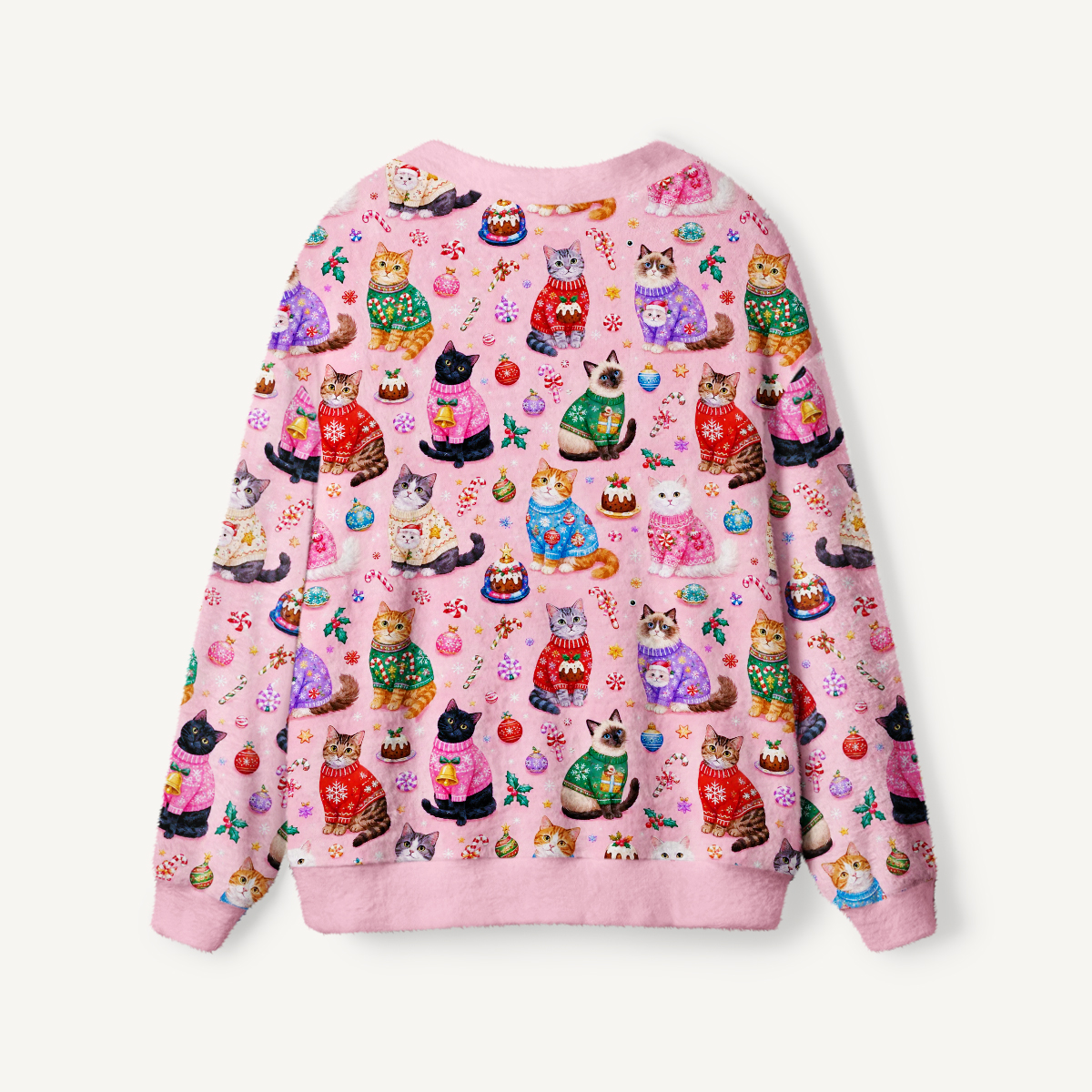 Christmas Sweater Cats Holiday Print Ugly Cardigan Sweaters