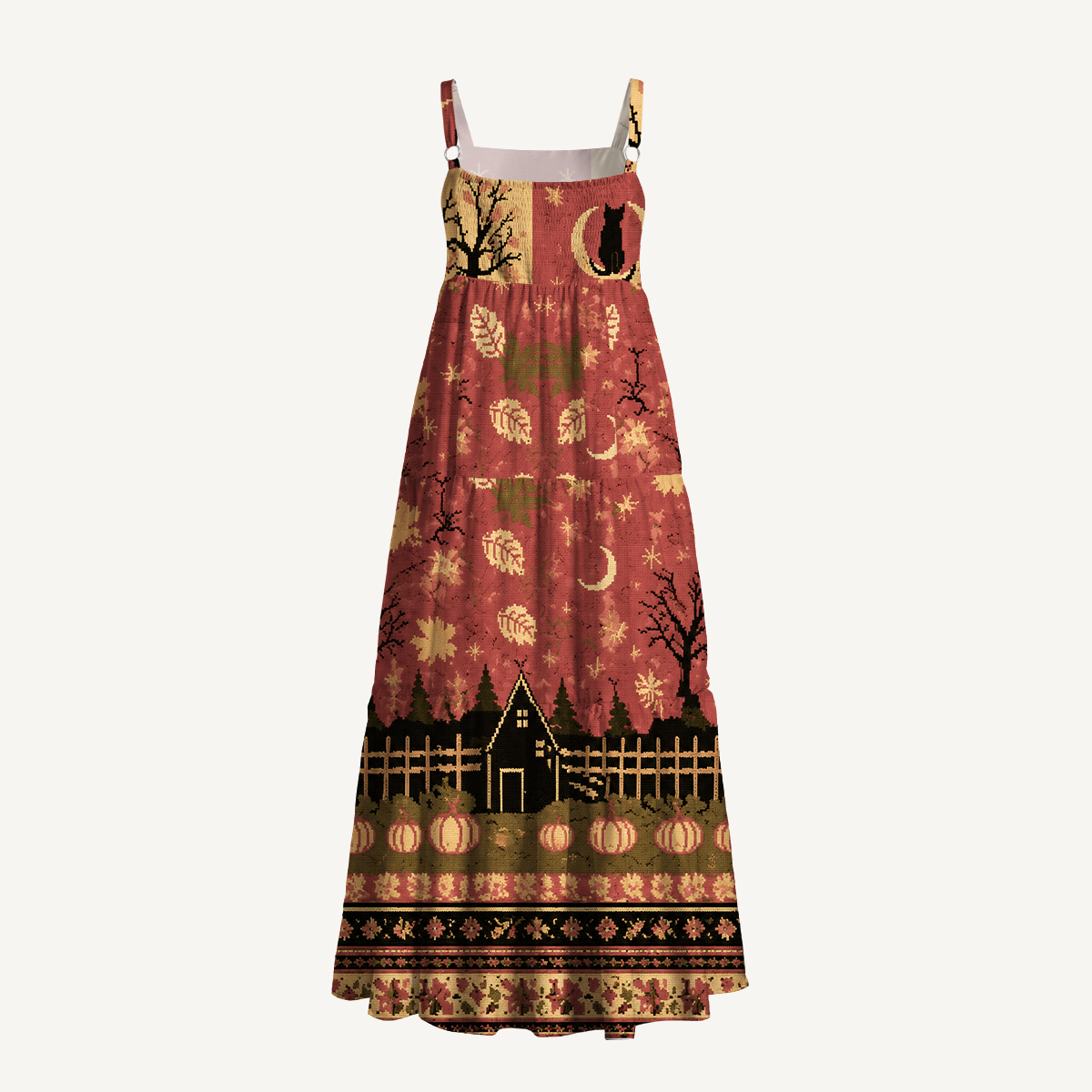 Harvest Time Cat Straps Maxi Dress With Pockets