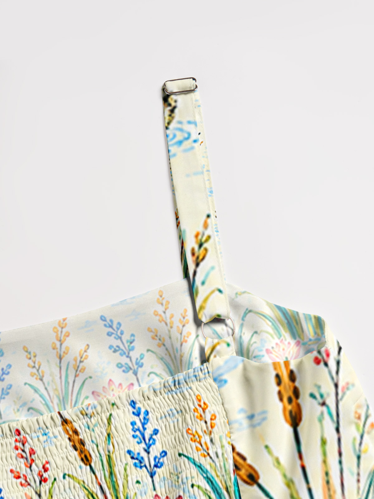 Little Duckling Water Ripples Print Wide Straps Maxi Dress With Pockets