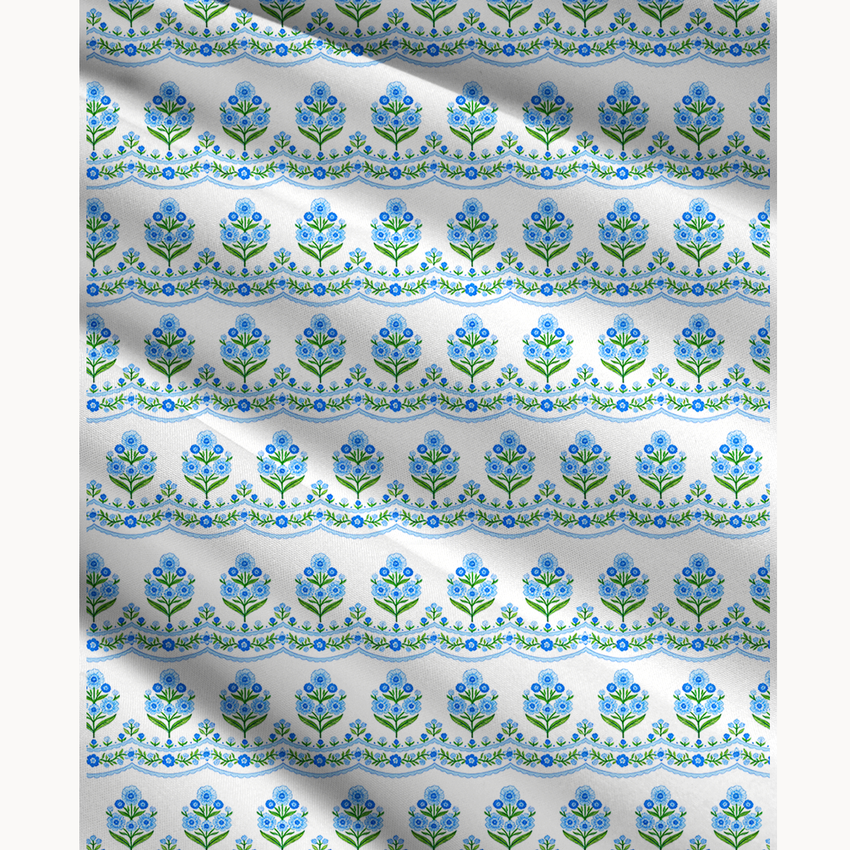 Azure Folk Print Maxi Skirt