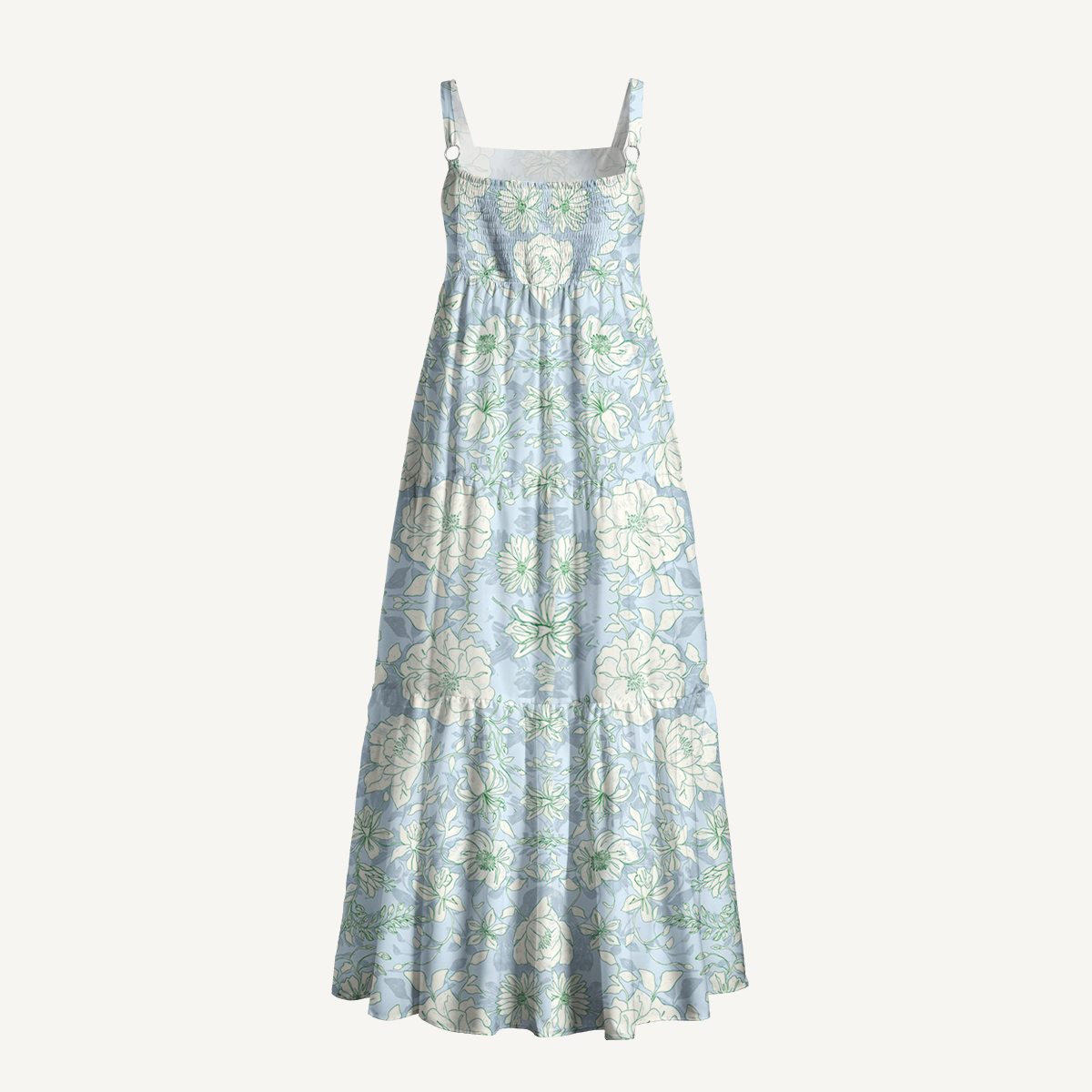 Square Neck Mist Floral Print Slip Dress