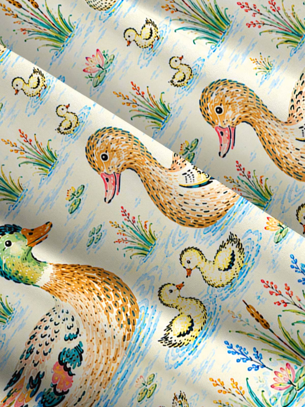 Little Duckling Water Ripples Print Wide Straps Maxi Dress With Pockets