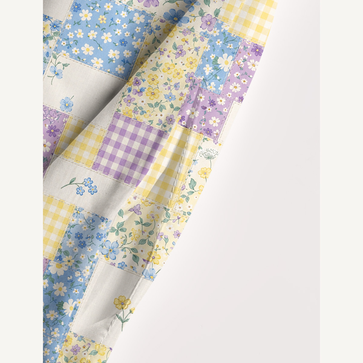Square Neck Floral Meadow Patchwork Print Slip Dress