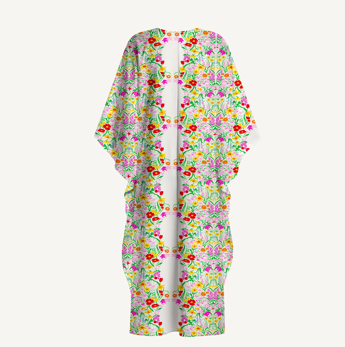  V‑Neck Elegant Garden Kimono Sleeve Kaftan Dress
