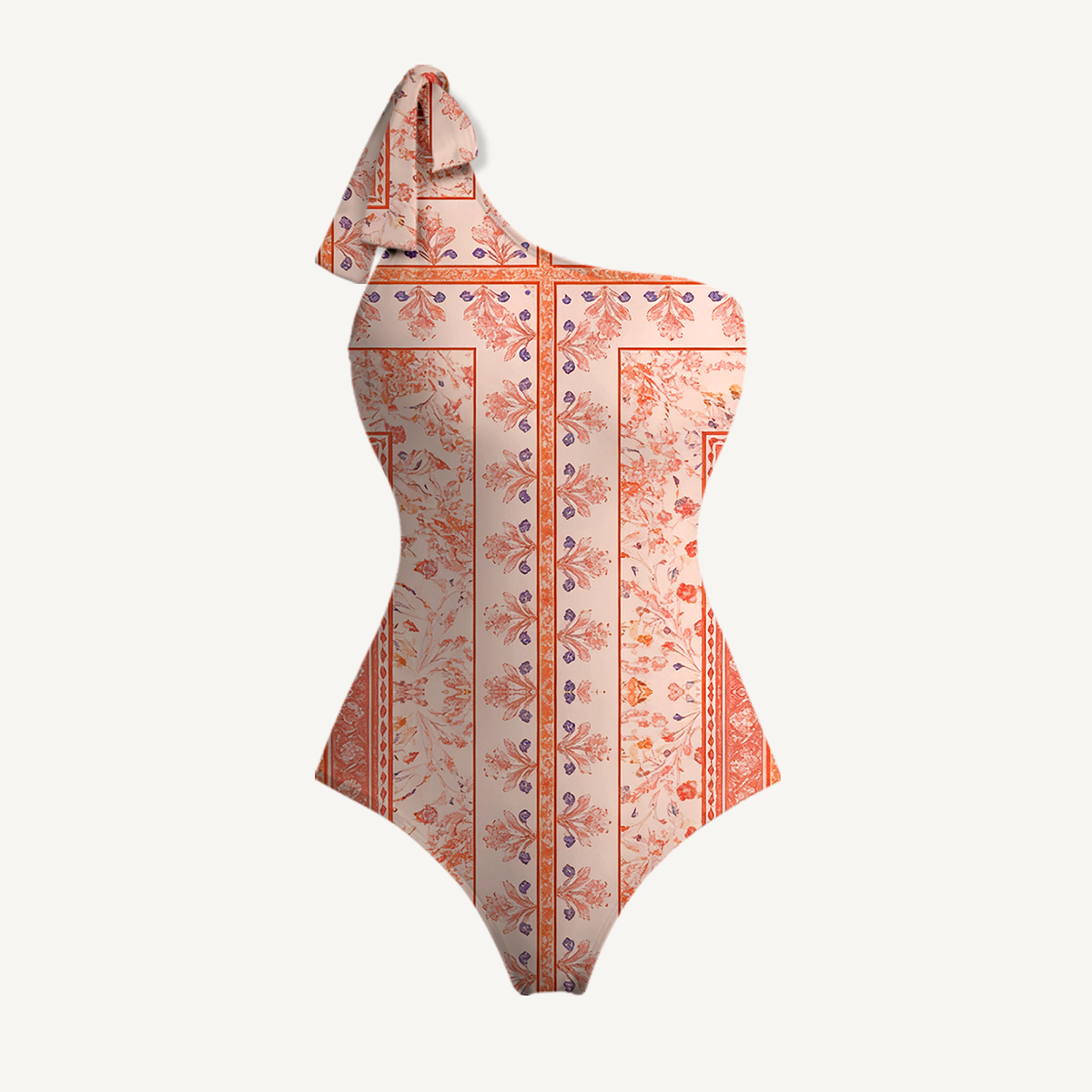 Dahlia One Shoulder One Piece Swimsuit and Matching Sarong Set for Women