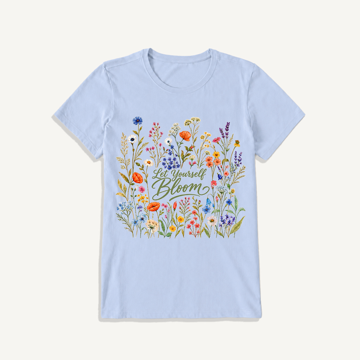 Wildflowers in the Breeze Print Crew Neck Cotton Tee