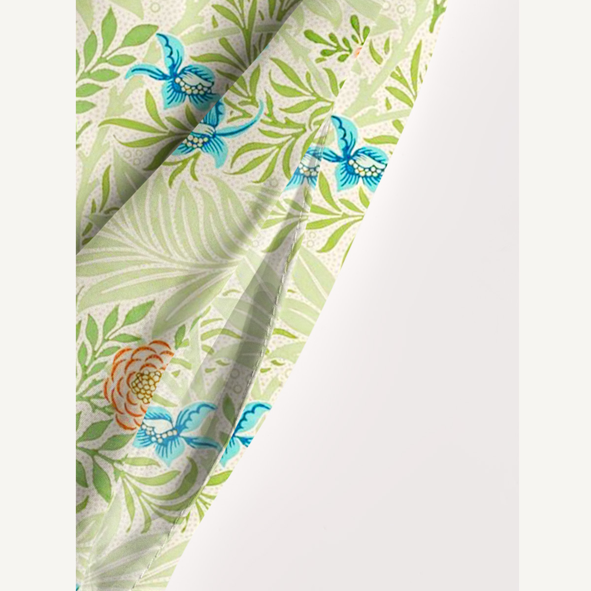 Green Foliage with Bluebirds & Peony Blossoms Print Quilt Wide Straps Maxi Dress With Pockets