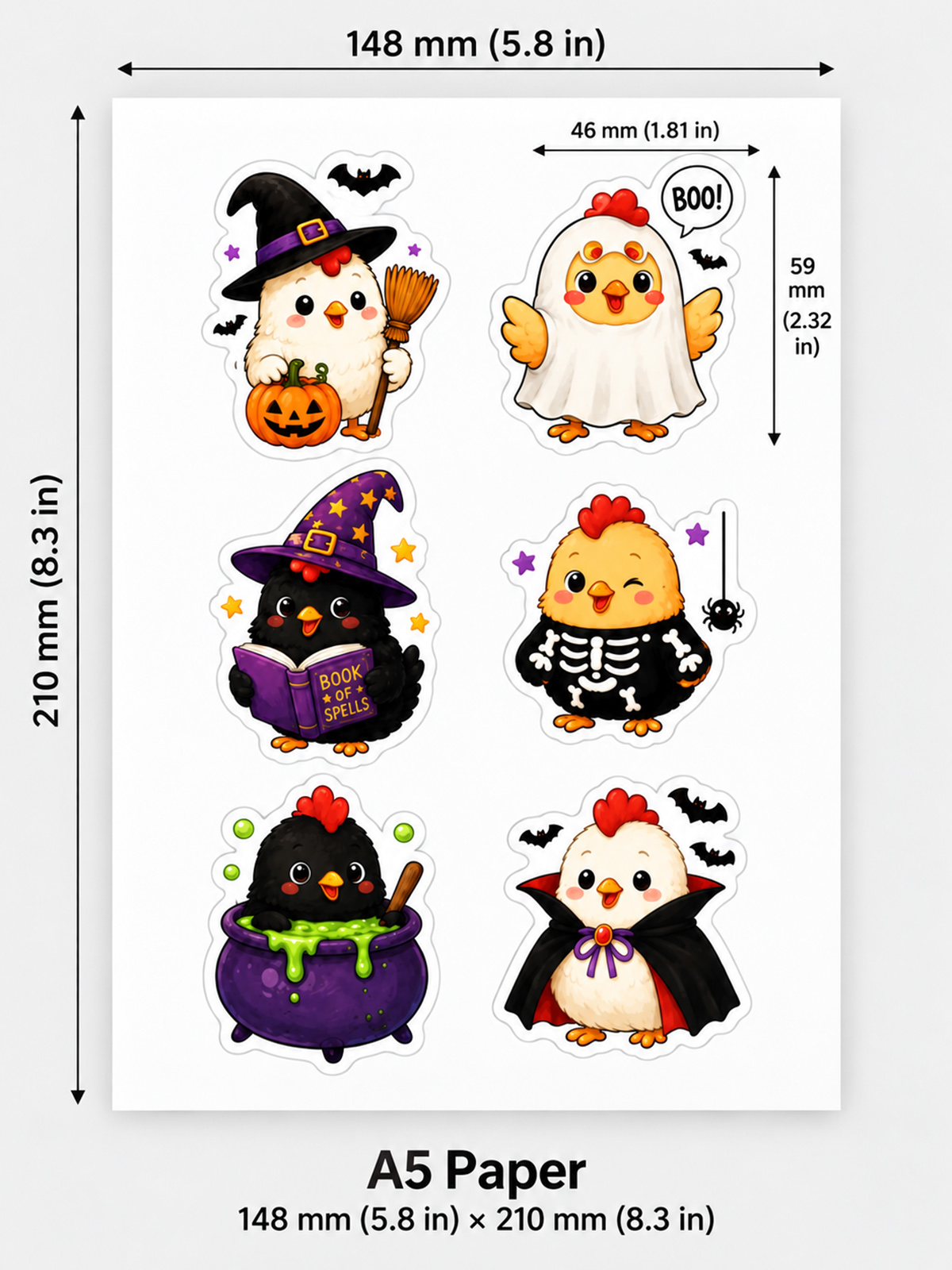 Playful Halloween Chickens Stickers