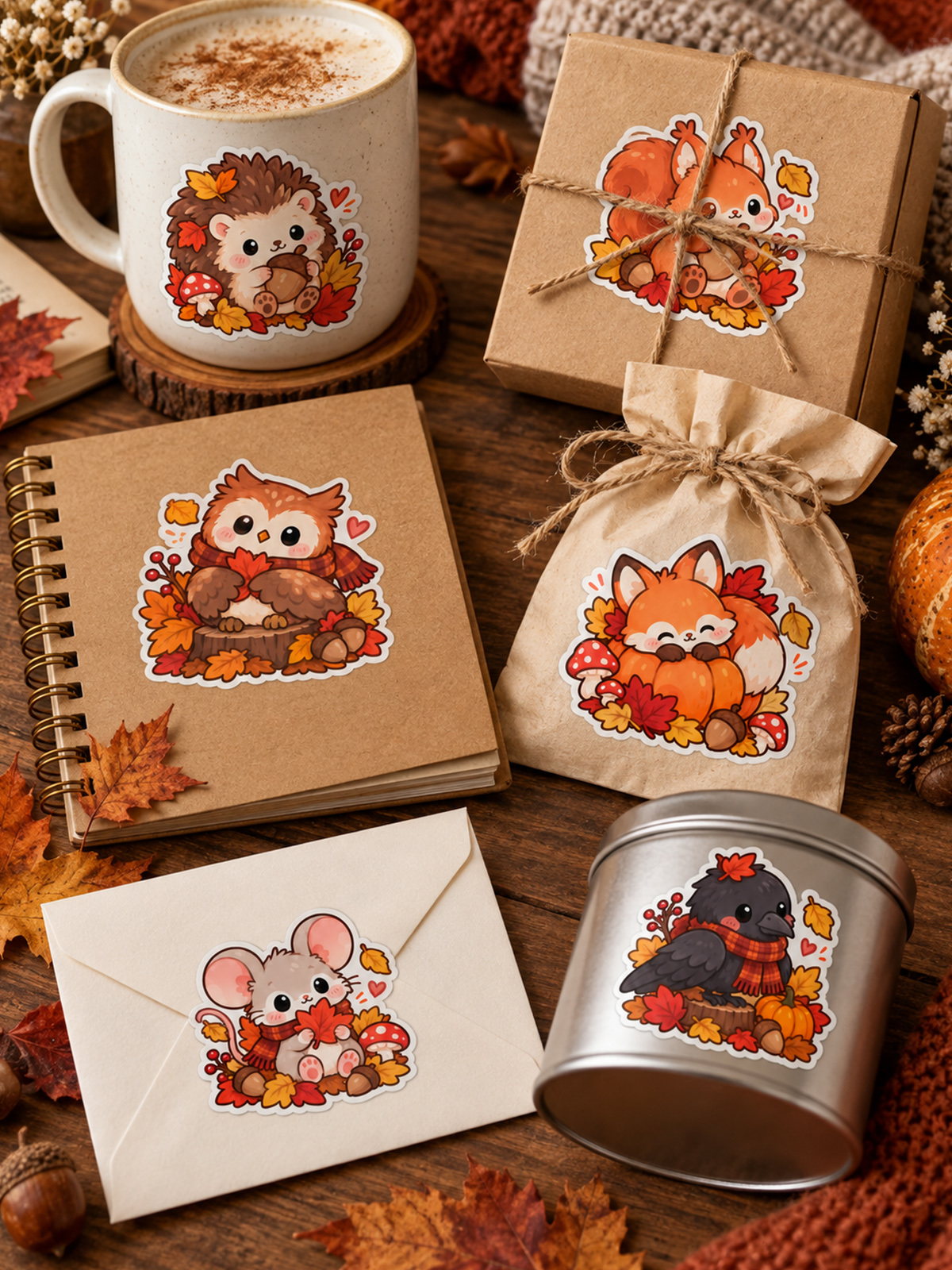 Cozy Autumn Woodland Friends Stickers
