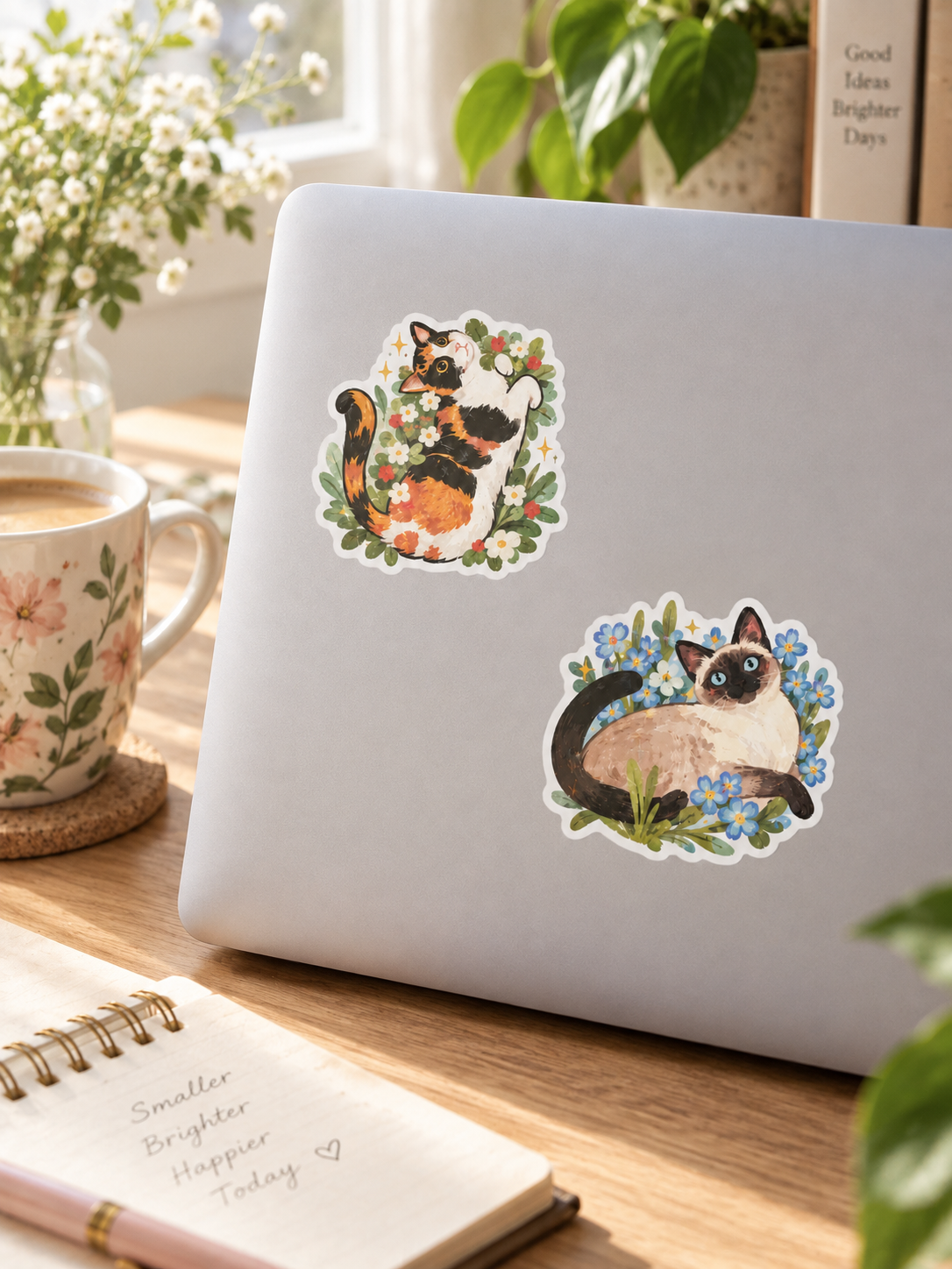 Floral Cat Portrait Stickers