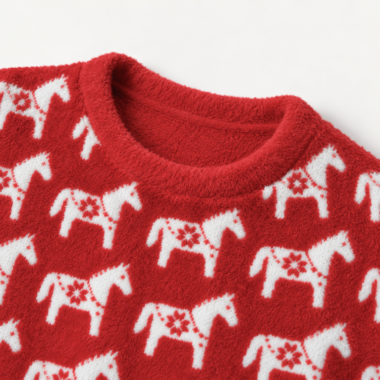 Cozy Christmas Horse Fuzzy Crewneck Sweater