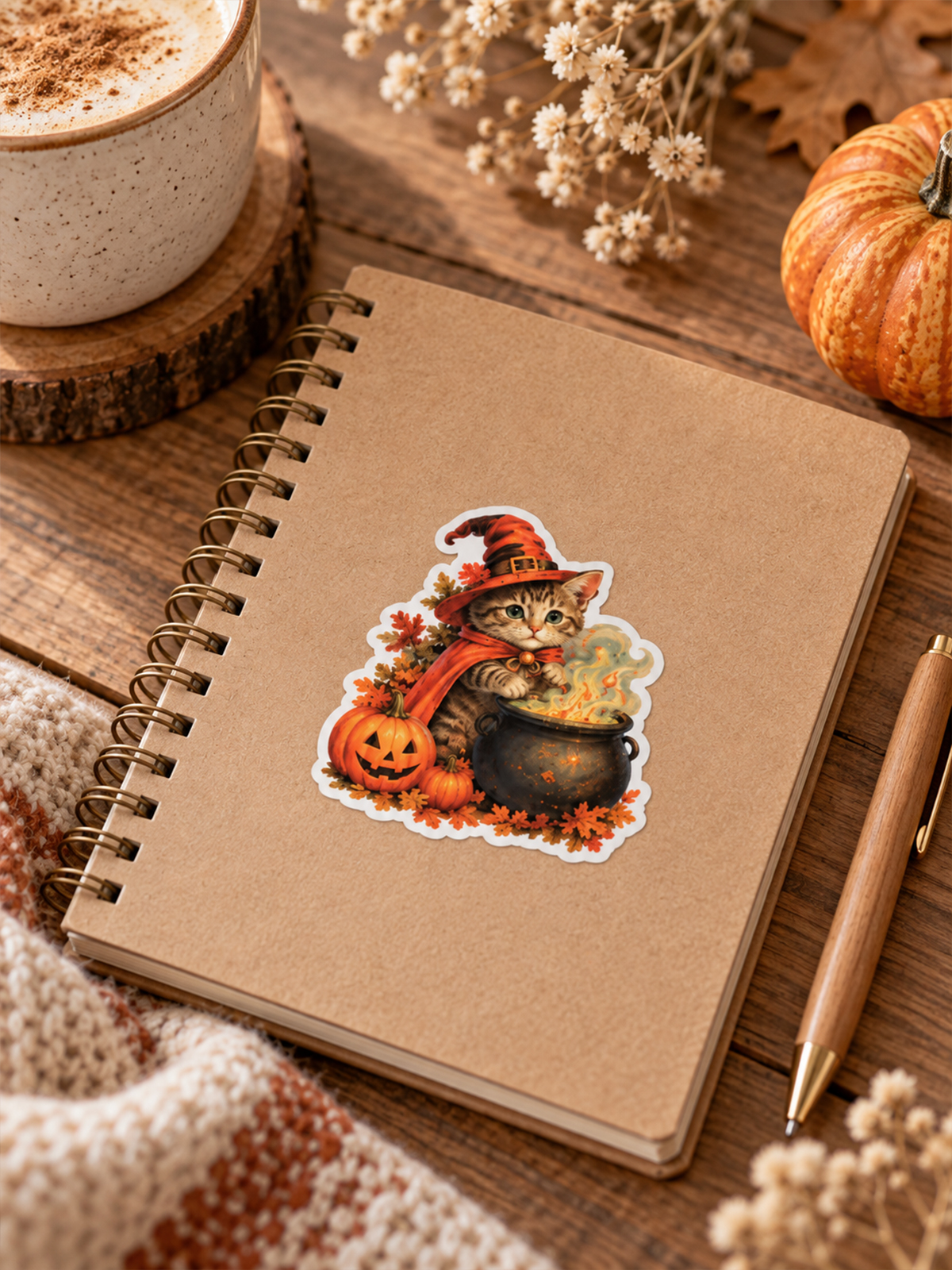 Whimsical Halloween Cats Stickers