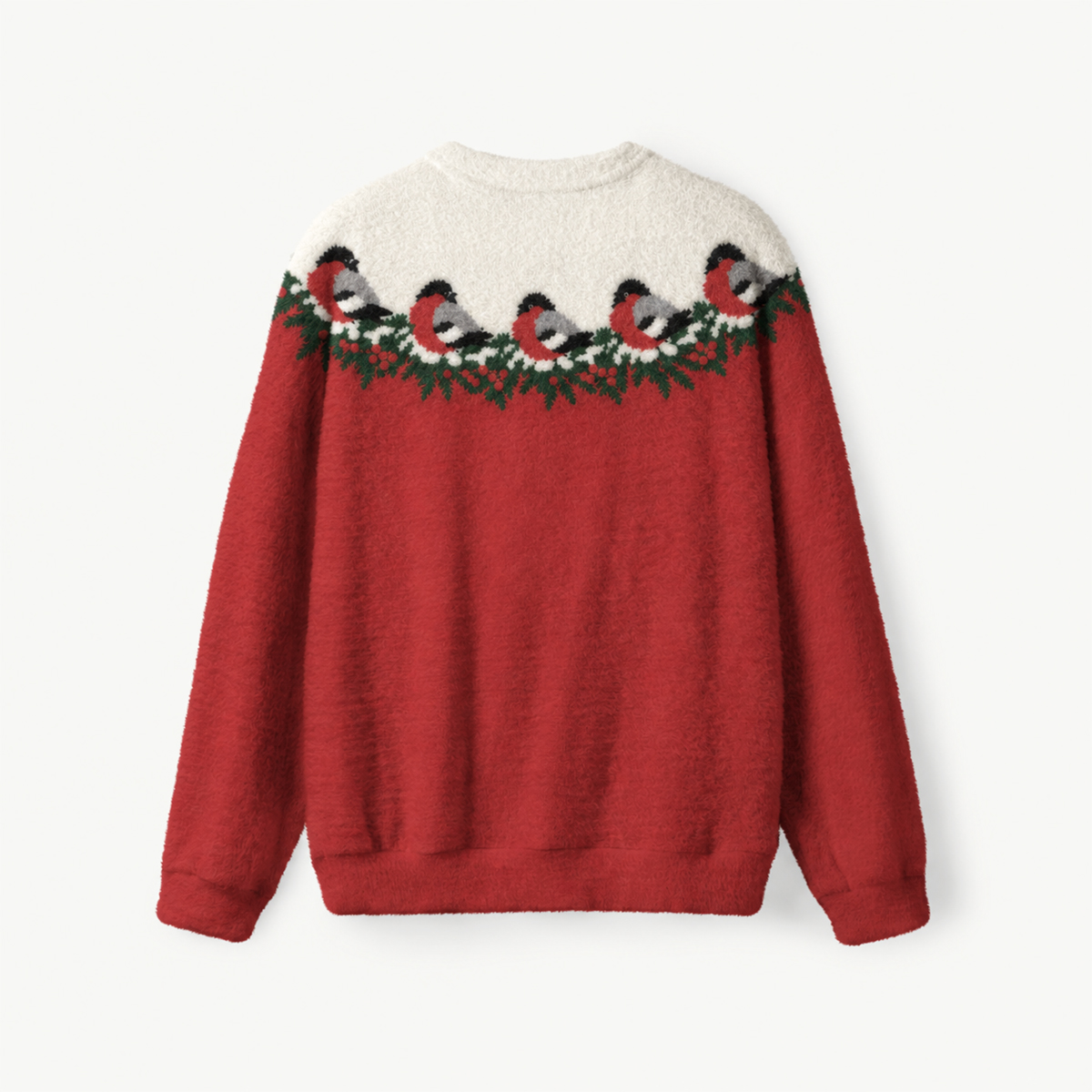 Nordic Christmas Bullfinch Fuzzy Crewneck Sweater