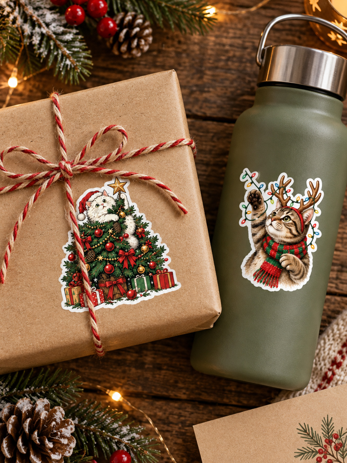 Festive Christmas Cats Stickers