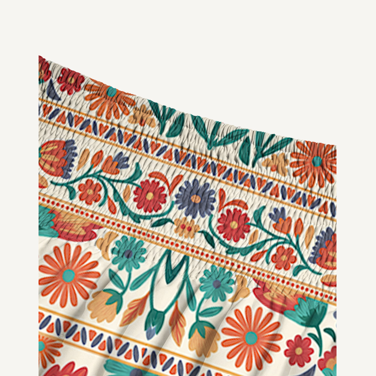 Bohemian Folk Floral Stripe Print Maxi Skirt