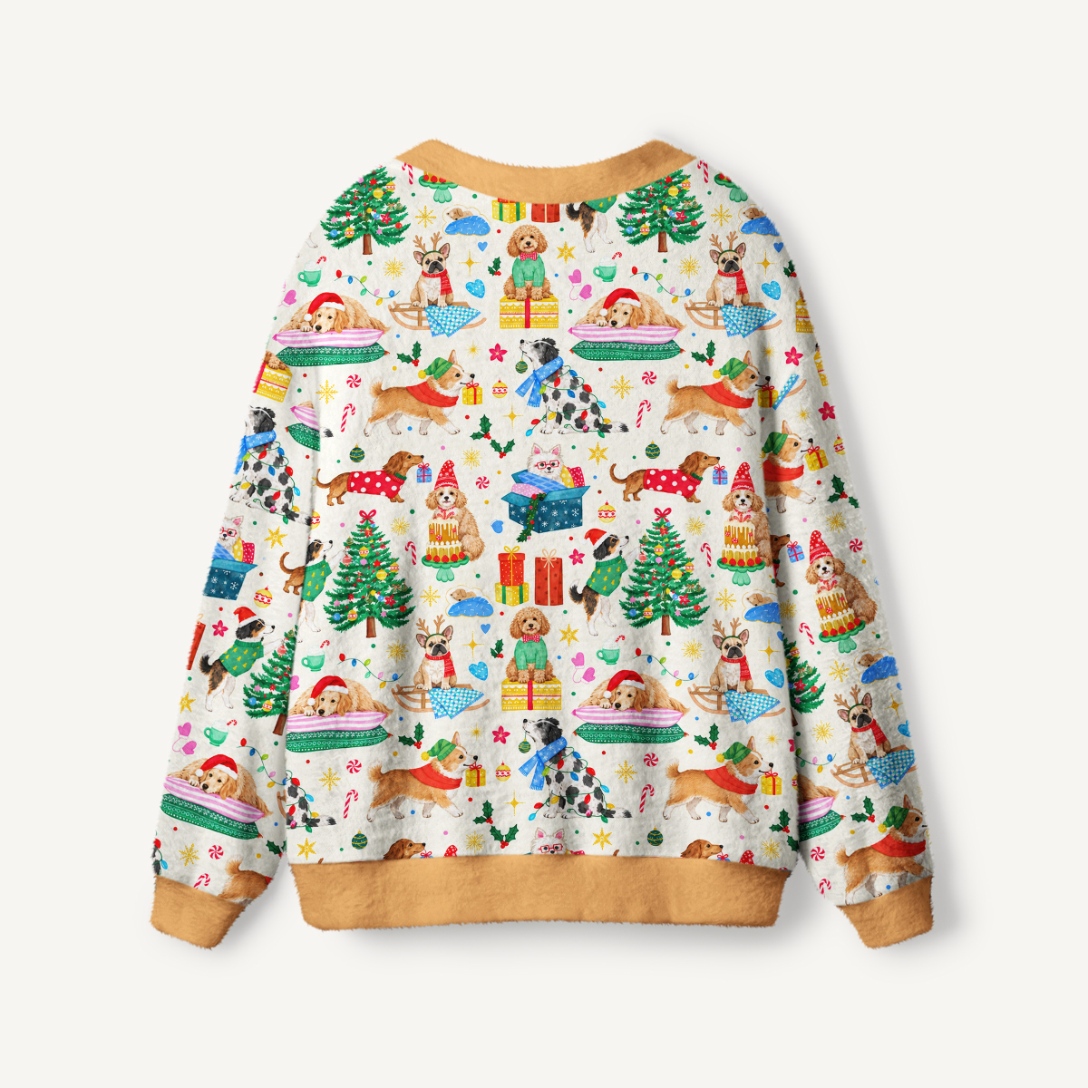 Christmas Dogs & Gifts Print Cardigan Sweaters