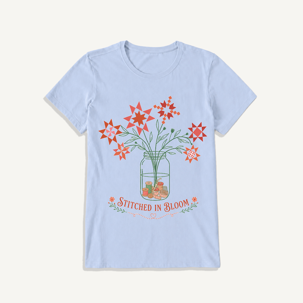 Stitched in Bloom Jar Print Crew Neck Cotton Tee