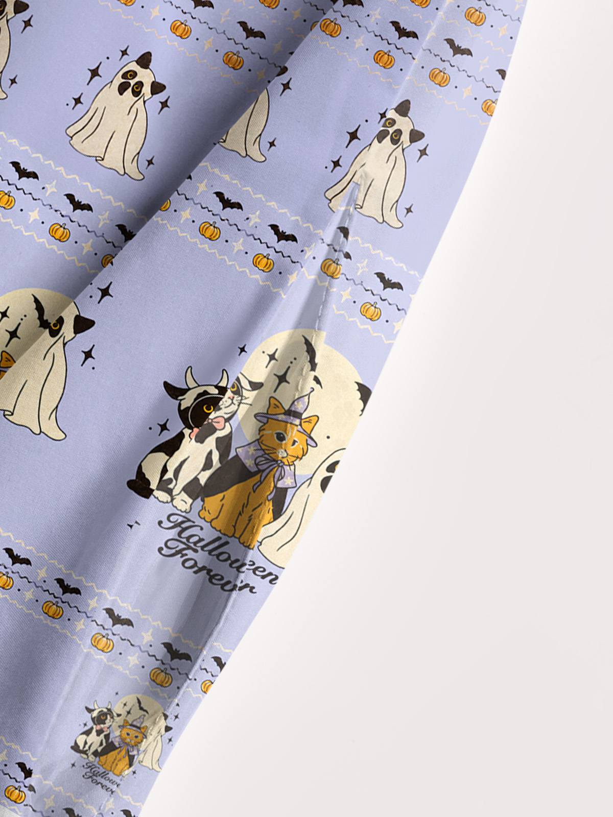 Halloween Cats Forever Print Wide Straps Maxi Dress With Pockets