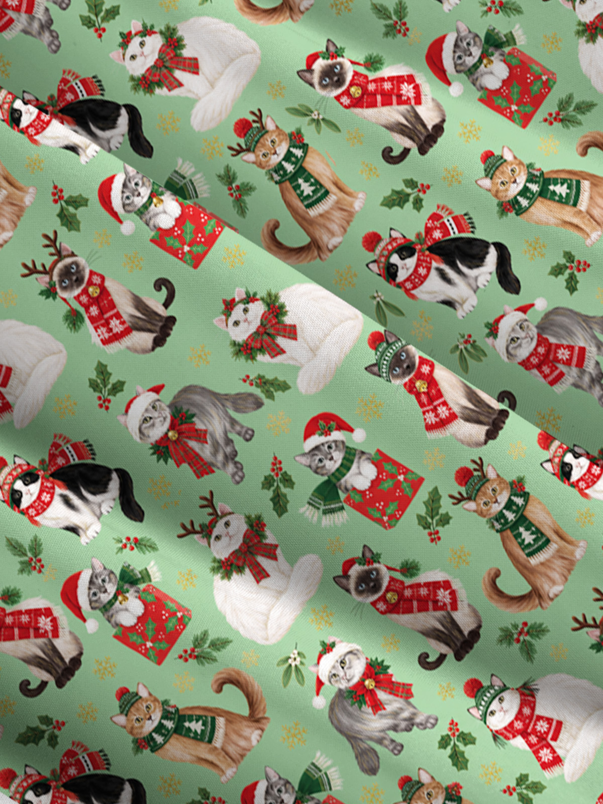 Christmas Kitty Parade Print Wide Straps Maxi Dress With Pockets