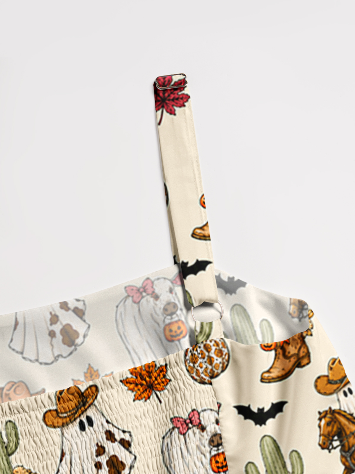 Spooky Western Print Wide Straps Maxi Dress With Pockets