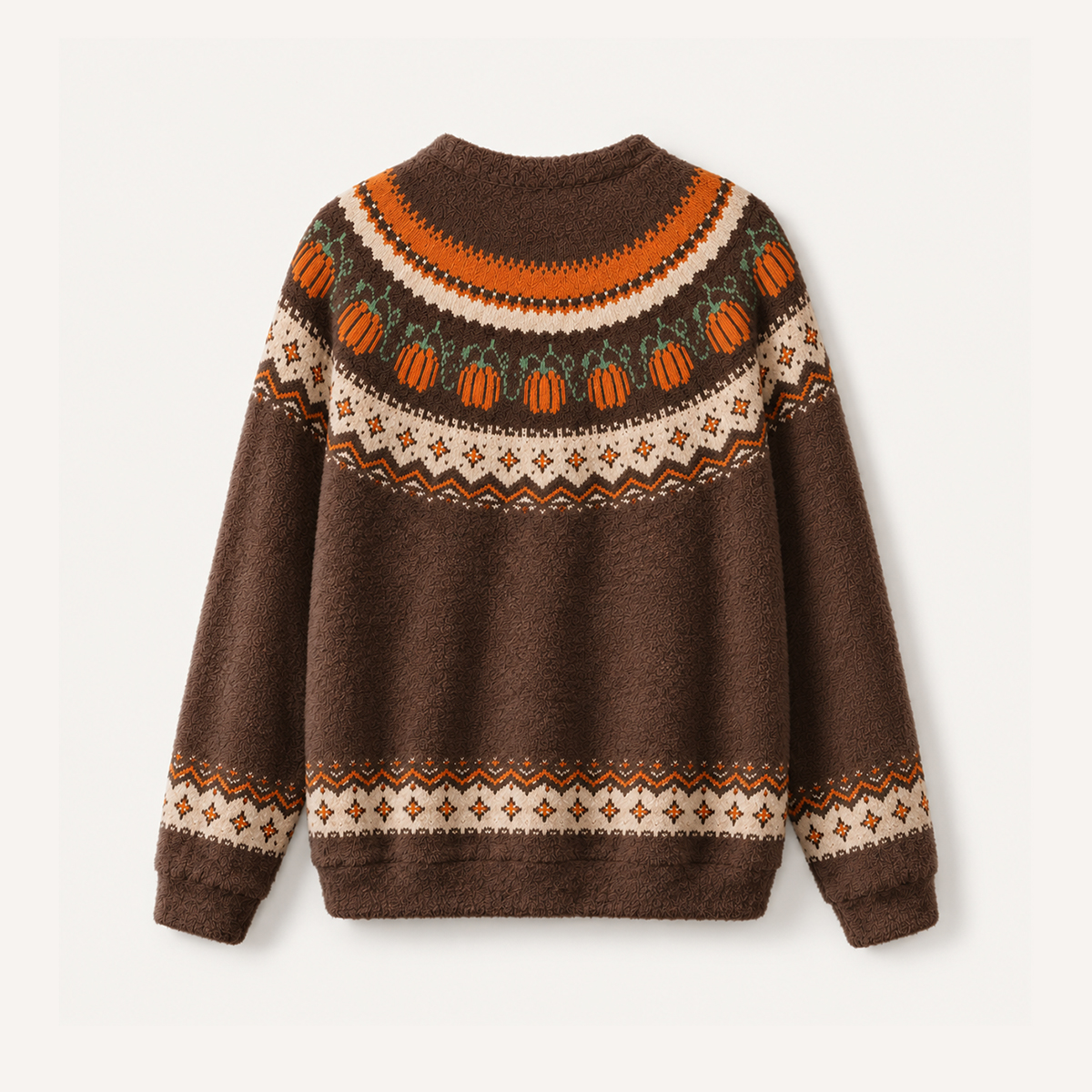 Autumn Pumpkin Woodland Fuzzy Crewneck Sweater